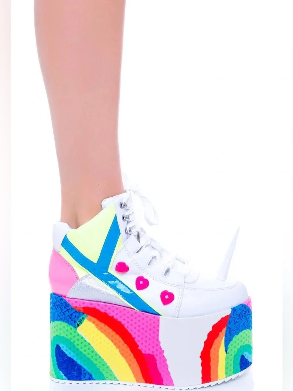 Y.R.U QOZMO UNICORN Rainbow Platform High-Top Sneakers